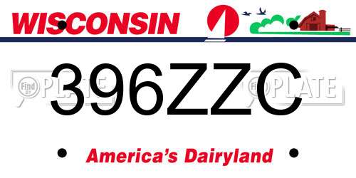 396ZZC Wisconsin License Plate