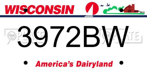 3972BW Wisconsin License Plate
