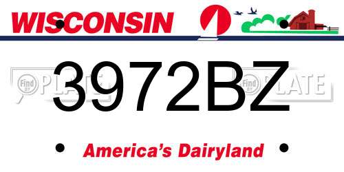 3972BZ Wisconsin License Plate