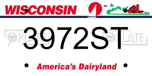 3972ST Wisconsin License Plate