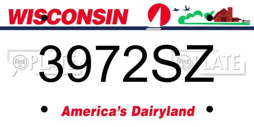 3972SZ Wisconsin License Plate