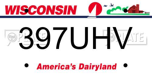 397UHV Wisconsin License Plate