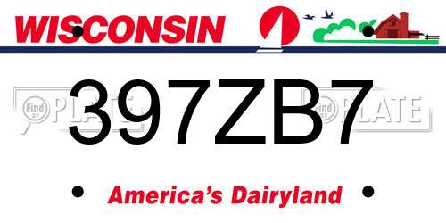 397ZB7 Wisconsin License Plate