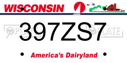 397ZS7 Wisconsin License Plate