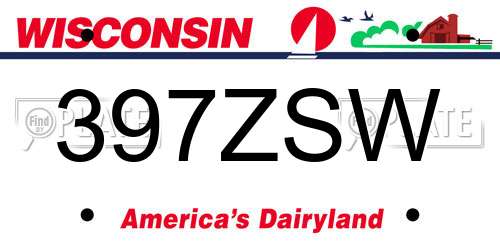 397ZSW Wisconsin License Plate