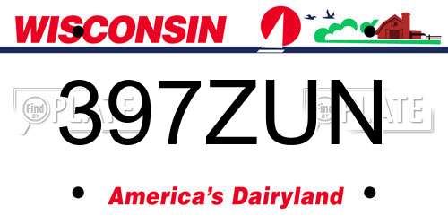 397ZUN Wisconsin License Plate