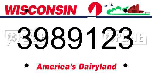 3989123 Wisconsin License Plate