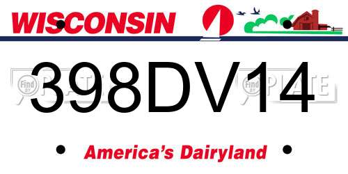 398DV14 Wisconsin License Plate