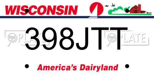 398JTT Wisconsin License Plate