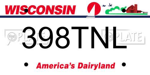 398TNL Wisconsin License Plate