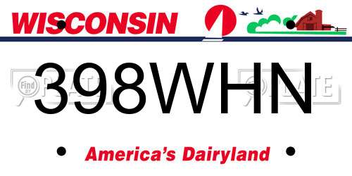 398WHN Wisconsin License Plate