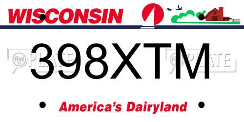 398XTM Wisconsin License Plate