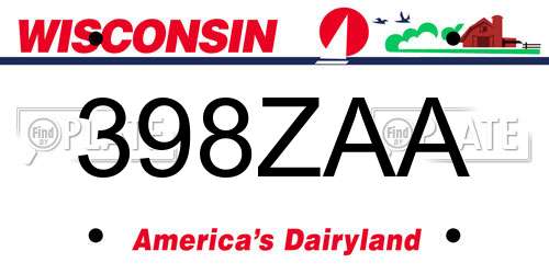 398ZAA Wisconsin License Plate
