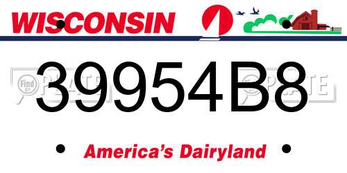 39954B8 Wisconsin License Plate