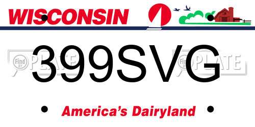 399SVG Wisconsin License Plate