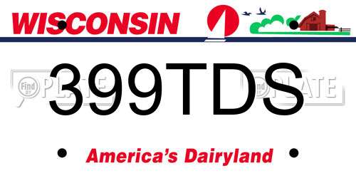 399TDS Wisconsin License Plate