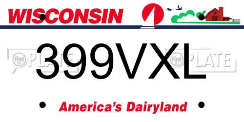 399VXL Wisconsin License Plate