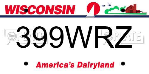 399WRZ Wisconsin License Plate