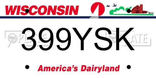 399YSK Wisconsin License Plate