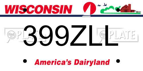 399ZLL Wisconsin License Plate