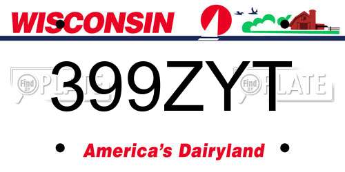 399ZYT Wisconsin License Plate