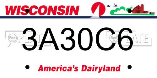 3A30C6 Wisconsin License Plate