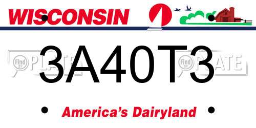 3A40T3 Wisconsin License Plate