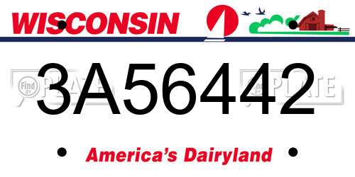 3A56442 Wisconsin License Plate