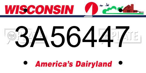 3A56447 Wisconsin License Plate