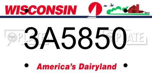 3A5850 Wisconsin License Plate