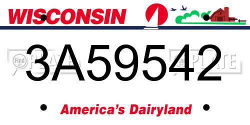 3A59542 Wisconsin License Plate