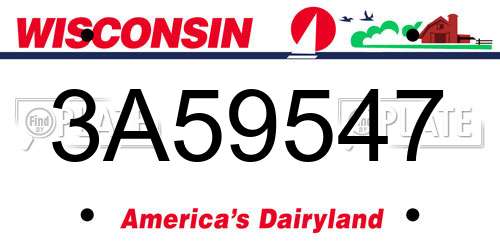 3A59547 Wisconsin License Plate