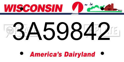 3A59842 Wisconsin License Plate
