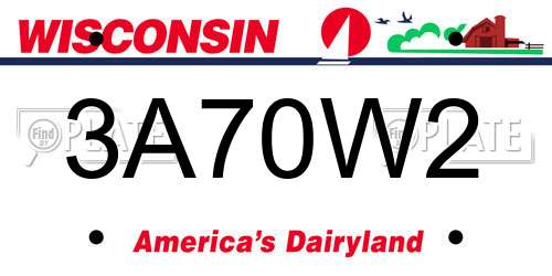 3A70W2 Wisconsin License Plate