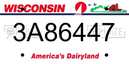 3A86447 Wisconsin License Plate
