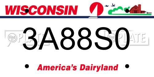 3A88S0 Wisconsin License Plate