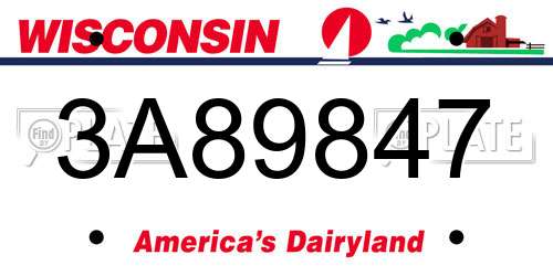 3A89847 Wisconsin License Plate