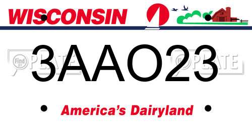 3AAO23 Wisconsin License Plate
