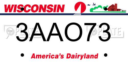 3AAO73 Wisconsin License Plate