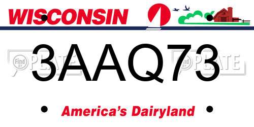3AAQ73 Wisconsin License Plate