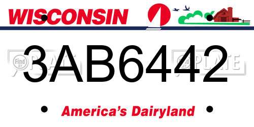 3AB6442 Wisconsin License Plate