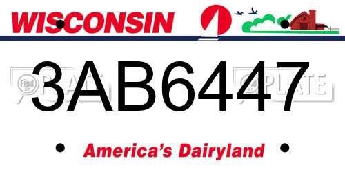 3AB6447 Wisconsin License Plate
