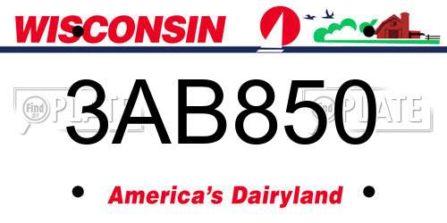 3AB850 Wisconsin License Plate