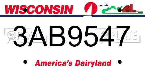 3AB9547 Wisconsin License Plate