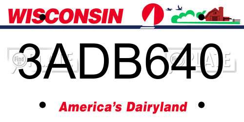 3ADB640 Wisconsin License Plate