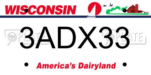 3ADX33 Wisconsin License Plate