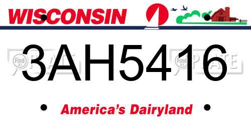 3AH5416 Wisconsin License Plate
