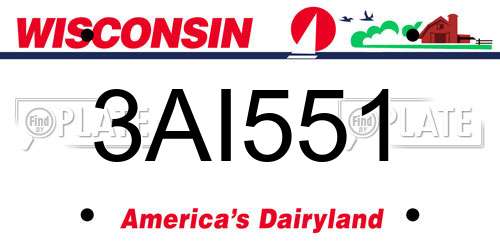3AI551 Wisconsin License Plate