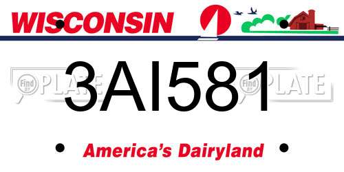 3AI581 Wisconsin License Plate