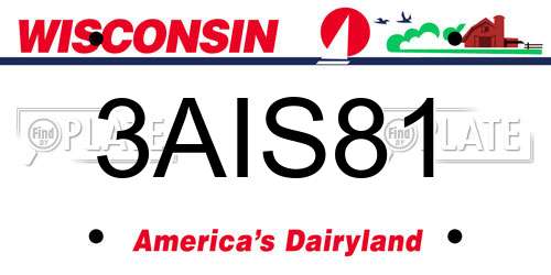 3AIS81 Wisconsin License Plate